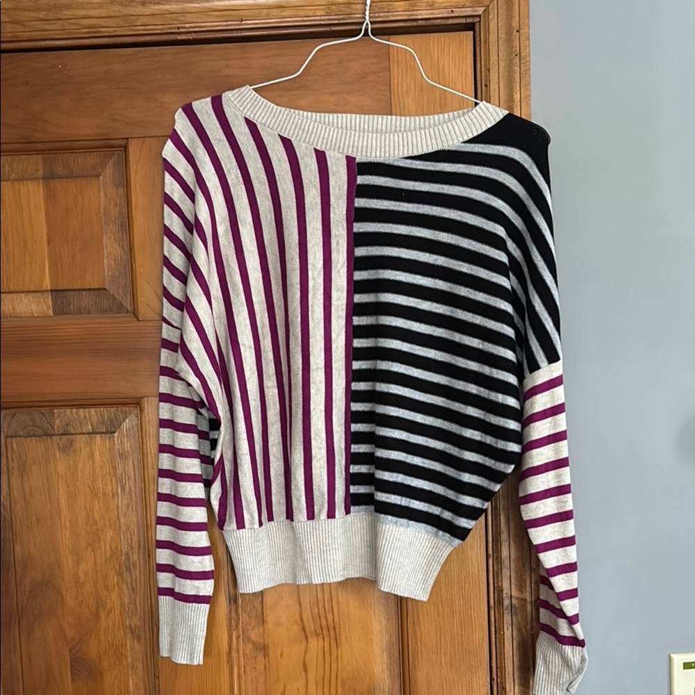 Striped Black and Purple Women's Sweater